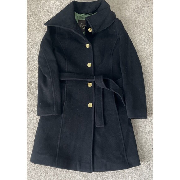 Coach Signature Peacoat Womens XS Black Wool Angora Shawl Collar Classic Gold - Picture 1 of 8